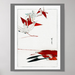 Affiche Origami d'oiseaux, Watanabe Seitei