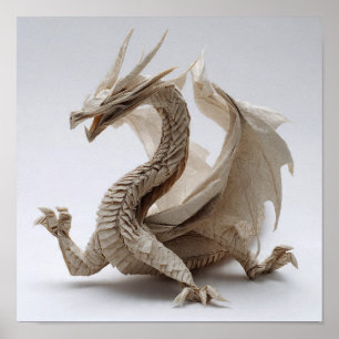 Affiche Origami Dragon Complexe plié Art