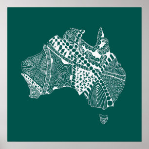 Affiche Original Australia Map Art - Choose Your Colour