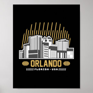 Affiche Orlando Floride États-Unis Skyline Voyage Graphism