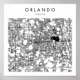Affiche Orlando Floride Minimal moderne carte des rues