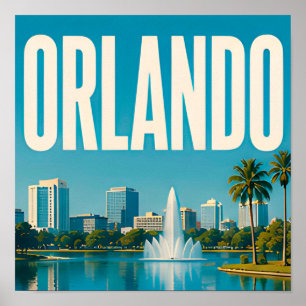 Affiche Orlando Lake Eola et vue panoramique du centre-vil