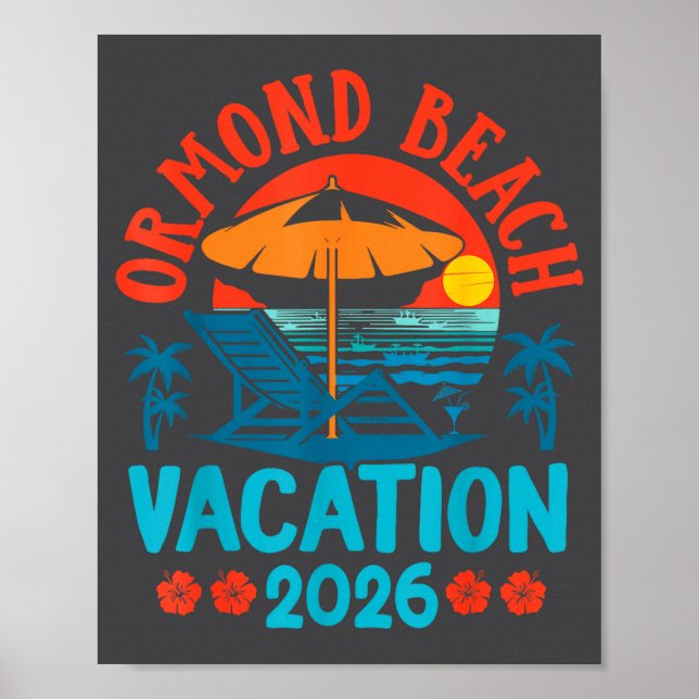 Affiche Ormond Beach Florida 2026 Family Vacation Beach Su (Devant)