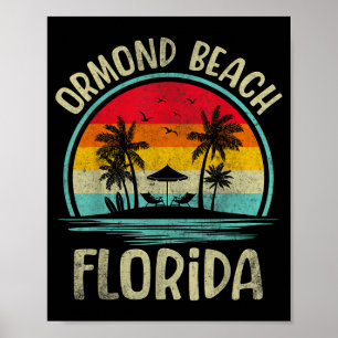 Affiche Ormond Beach Floride Palmier Famille Été