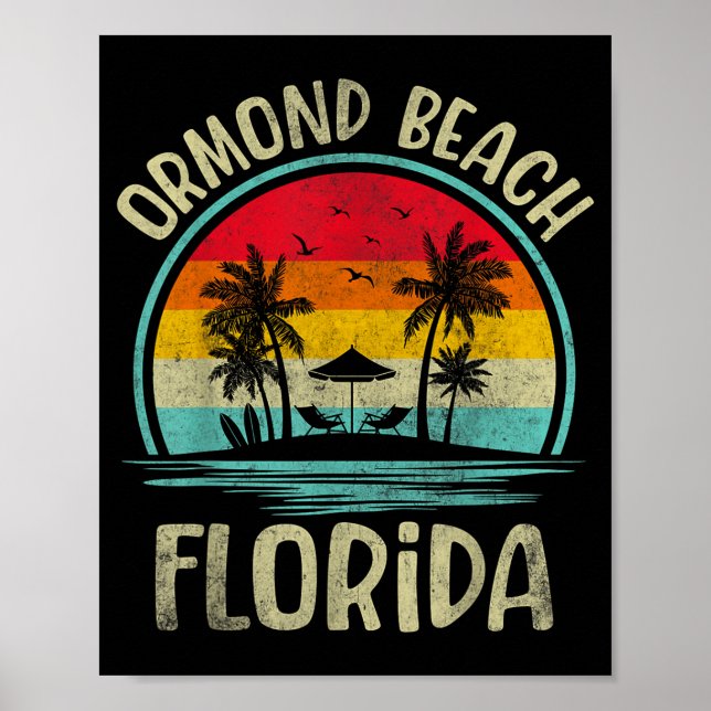 Affiche Ormond Beach Floride Palmier Famille Été (Devant)