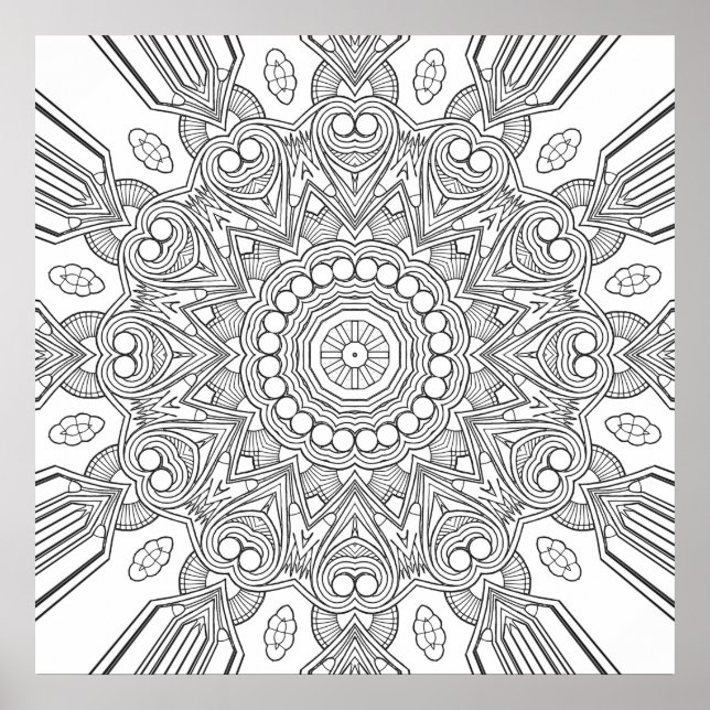 Affiche Ornamental Geometric Mandala with Faceted Layers (Devant)