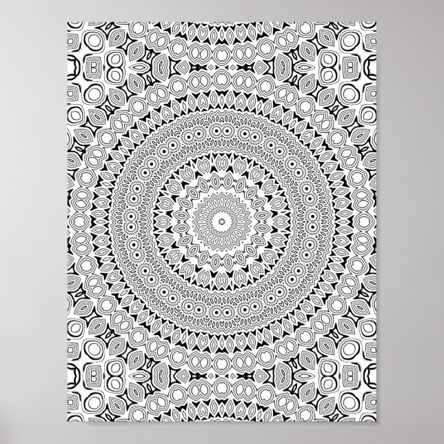 Affiche Ornate Petal Rings Coloring Page Pattern Design (Devant)