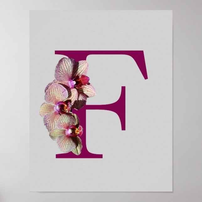 Affiche Orné Élégant Monogramme Initiale F Personnalisé (Devant)