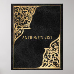 Affiche Orné Vintage noir et or