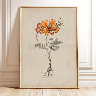 Affiche Ornement de fleurs vintage de la Fierté de la Barb