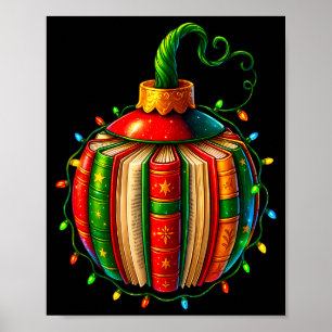 Affiche Ornement de livre vintage Noël bibliothécaires bib