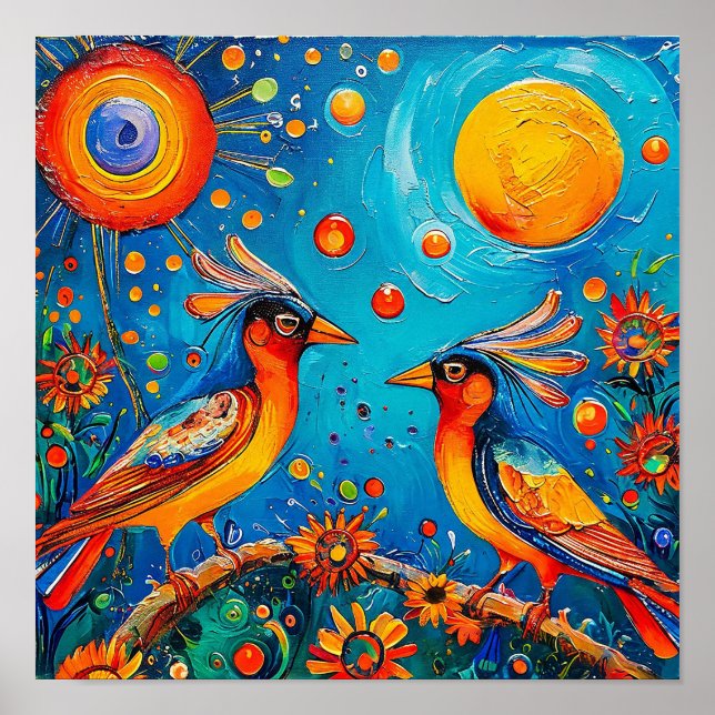 Affiche Ornement d'oiseaux (Devant)