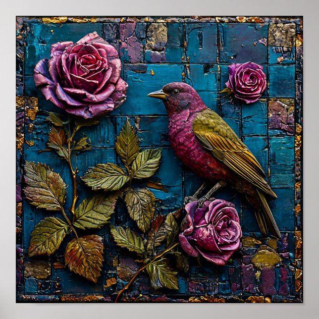 Affiche Ornement d'oiseaux (Devant)