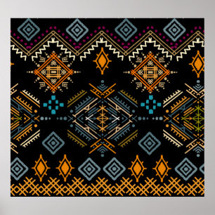Affiche Ornement ethnique Boho Motif sans couture