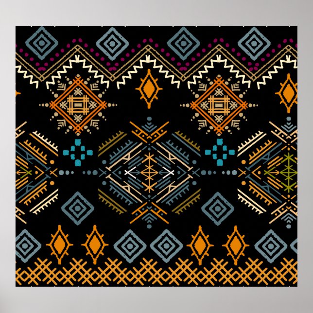 Affiche Ornement ethnique Boho Motif sans couture (Devant)