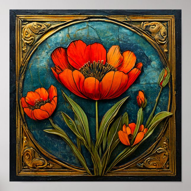 Affiche Ornement floral (Devant)