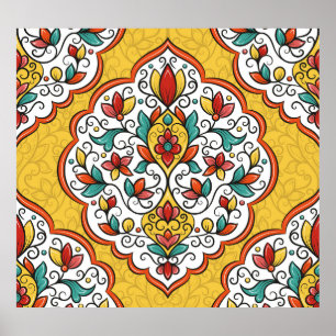 Affiche Ornement floral : Motifs indiens turcs.