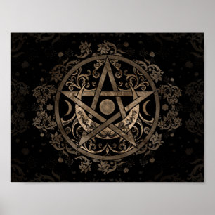 Affiche Ornement Pentagramme - Or et Noir