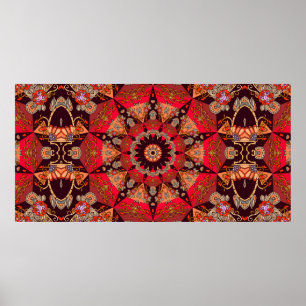 Affiche Ornement sans couture de luxe avec mandala - étoil