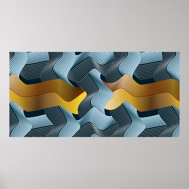 Affiche Ornement sans soudure Abstrait avec vagues (Devant)