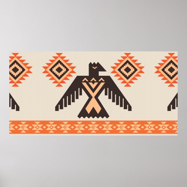 Affiche Ornement tribal ethnique avec aigle (Devant)