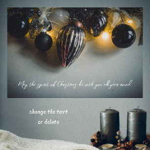 Affiche Ornements de Noël noir gris rétro
