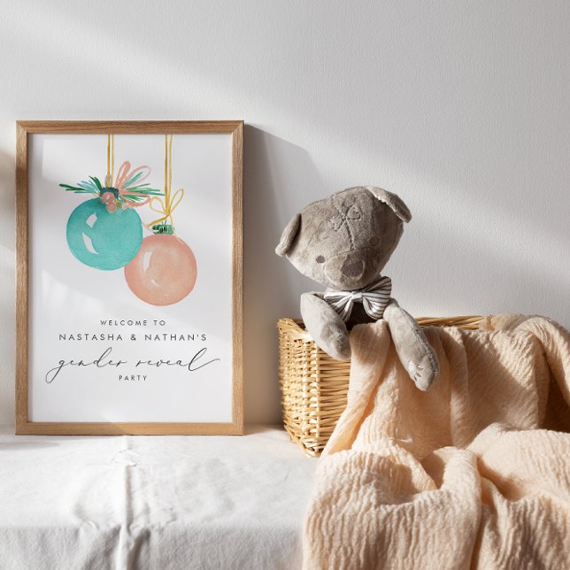 Affiche Ornements de Noël Révélation de genre d'hiver Bien (Créateur téléchargé)