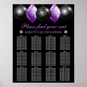 Affiche Ornements noirs et violets Organigramme Quinceaner
