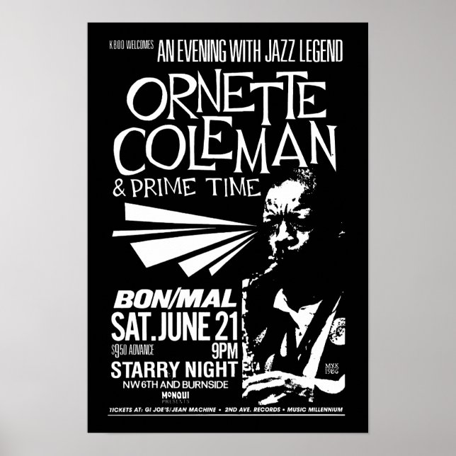 Affiche Ornette Coleman Jazz Vintage (Devant)