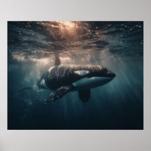 Affiche Orque nageant dans les eaux profondes