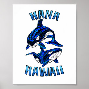 Affiche Orques de baleines tribales de vacances de Hana Ha