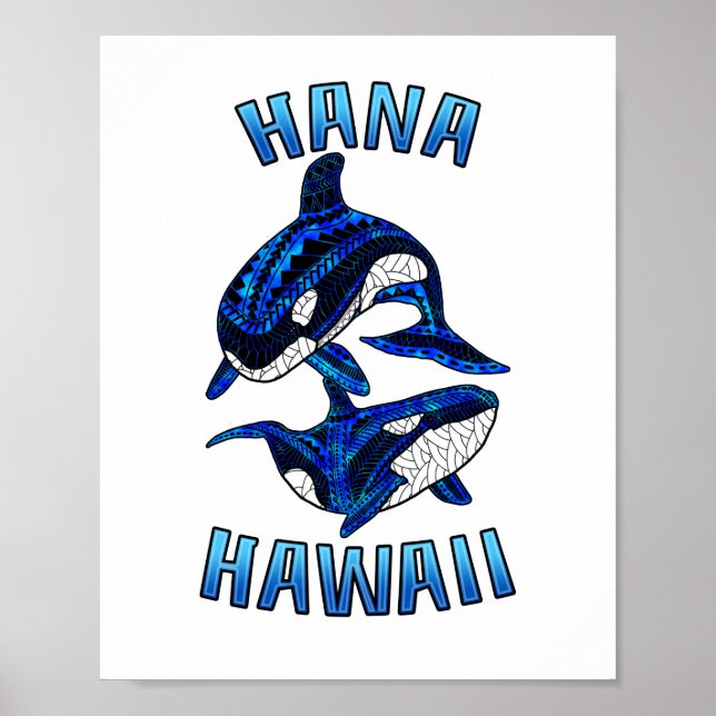Affiche Orques de baleines tribales de vacances de Hana Ha (Devant)