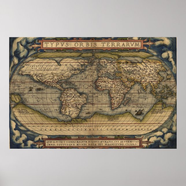 Affiche Ortelius World Map Circa 1590 (Devant)
