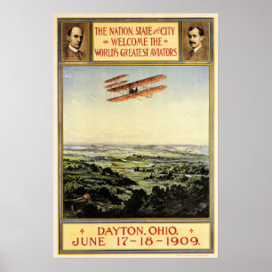 Affiche Orville et Wilbur Wright Brothers Grands Aviateurs