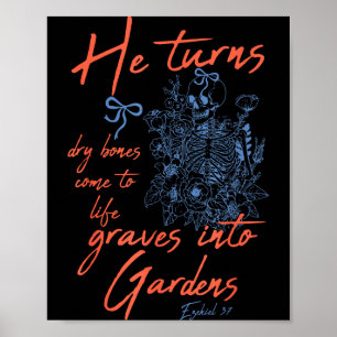 Affiche Os Bones Secos Voltam à Vida Esqueleto Floral Cris