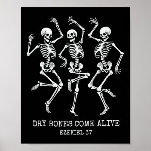 Affiche Os Sec Venez Vivant Drôle Skeleton Dansant Hallowe