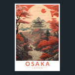 Affiche Osaka Japan Travel Art Vintage<br><div class="desc">Design de déplacement vectoriel rétro Osaka. Il est connu pour son architecture moderne, sa vie nocturne et sa cuisine de rue copieuse. Le château shogunate d'Osaka, datant du XVIe siècle, qui a subi plusieurs restaurations, est son principal point de repère historique.</div>