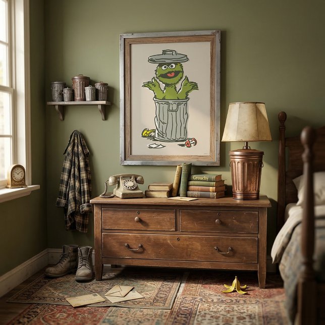 Affiche Oscar le Grouch Vintage (Generated image of large size poster on wall)