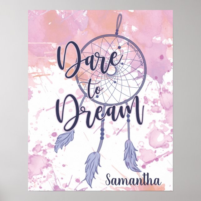 Affiche Oser rêver aquarelle Dreamcatcher Personnalisé (Devant)