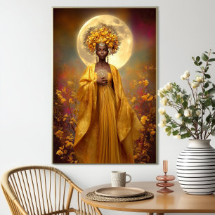 Affiche Oshun Print Luxueux Afro Mystical Jaune Floral Art