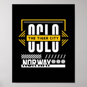Affiche Oslo Norvège - La ville du tigre Typographie urbai