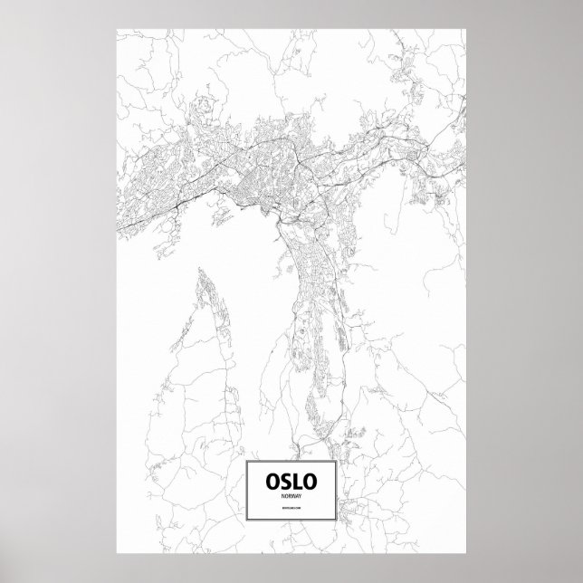Affiche Oslo, Norvège (noir sur blanc) (Devant)