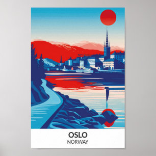 Affiche Oslo Norvège Rétro Art Voyage 