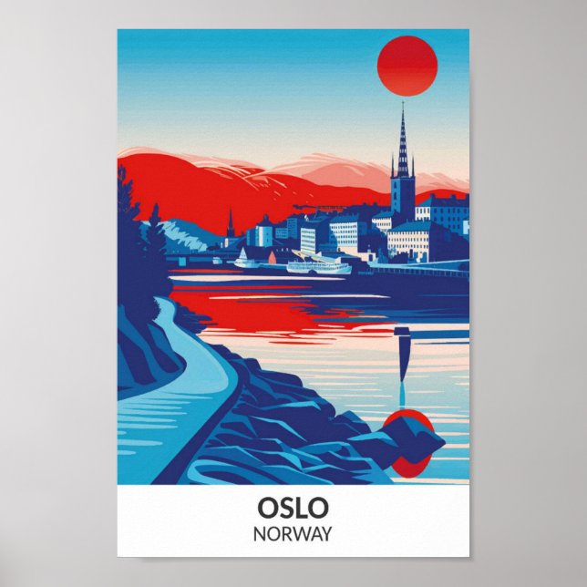 Affiche Oslo Norvège Rétro Art Voyage  (Devant)