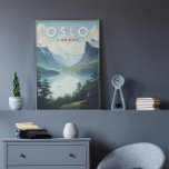 Affiche Oslo Norvège Travel Art Vintage<br><div class="desc">Design de voyage vectoriel rétro Oslo. Oslo,  la capitale de la Norvège,  est située sur la côte sud du pays à la tête de l'Oslofjord.</div>