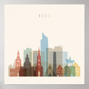 Affiche Oslo, Norvège   Ville Skyline