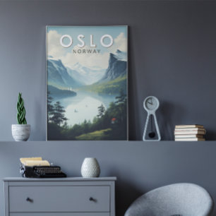 Affiche Oslo Norvège Voyage Art Vintage