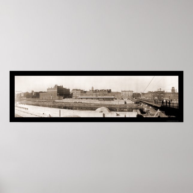 Affiche Oswego NY Riverfront Photo 1909 (Devant)