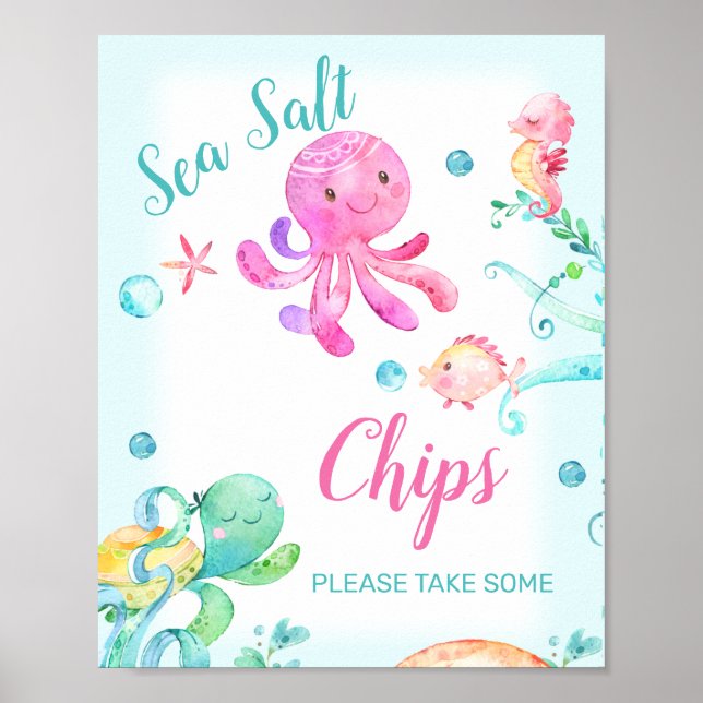 Affiche Otopus Sous La Mer Créatures Symbole D'Anniversair (Devant)