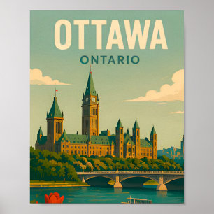 Affiche Ottawa Canada Parlement Skyline Voyage